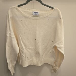 Old Navy Women's Cream Sweater with Embellishments